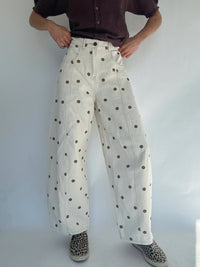 Brown Polka Dot Barrel Pants for Women