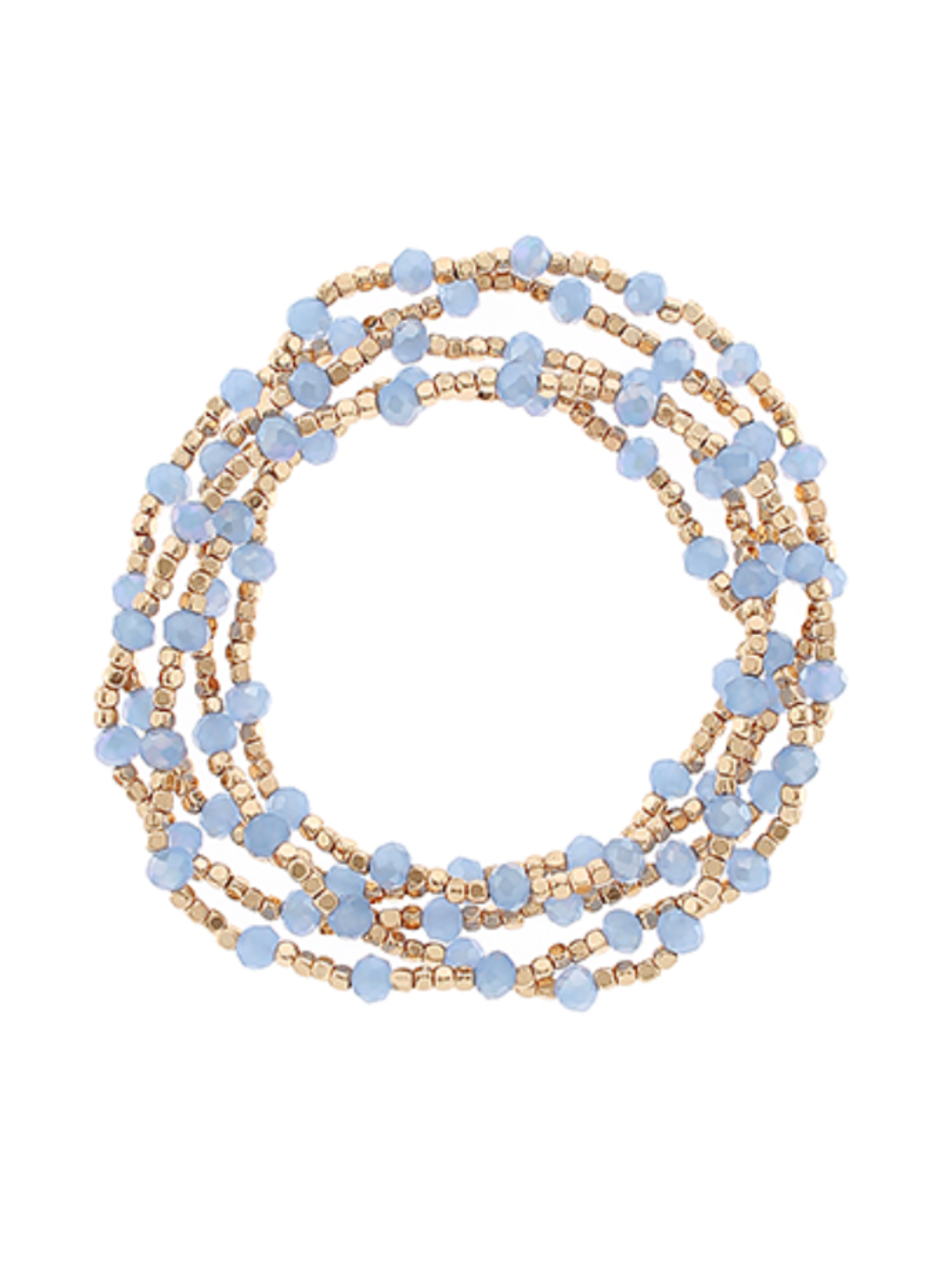 Glass & Square Metal Bead Bracelet