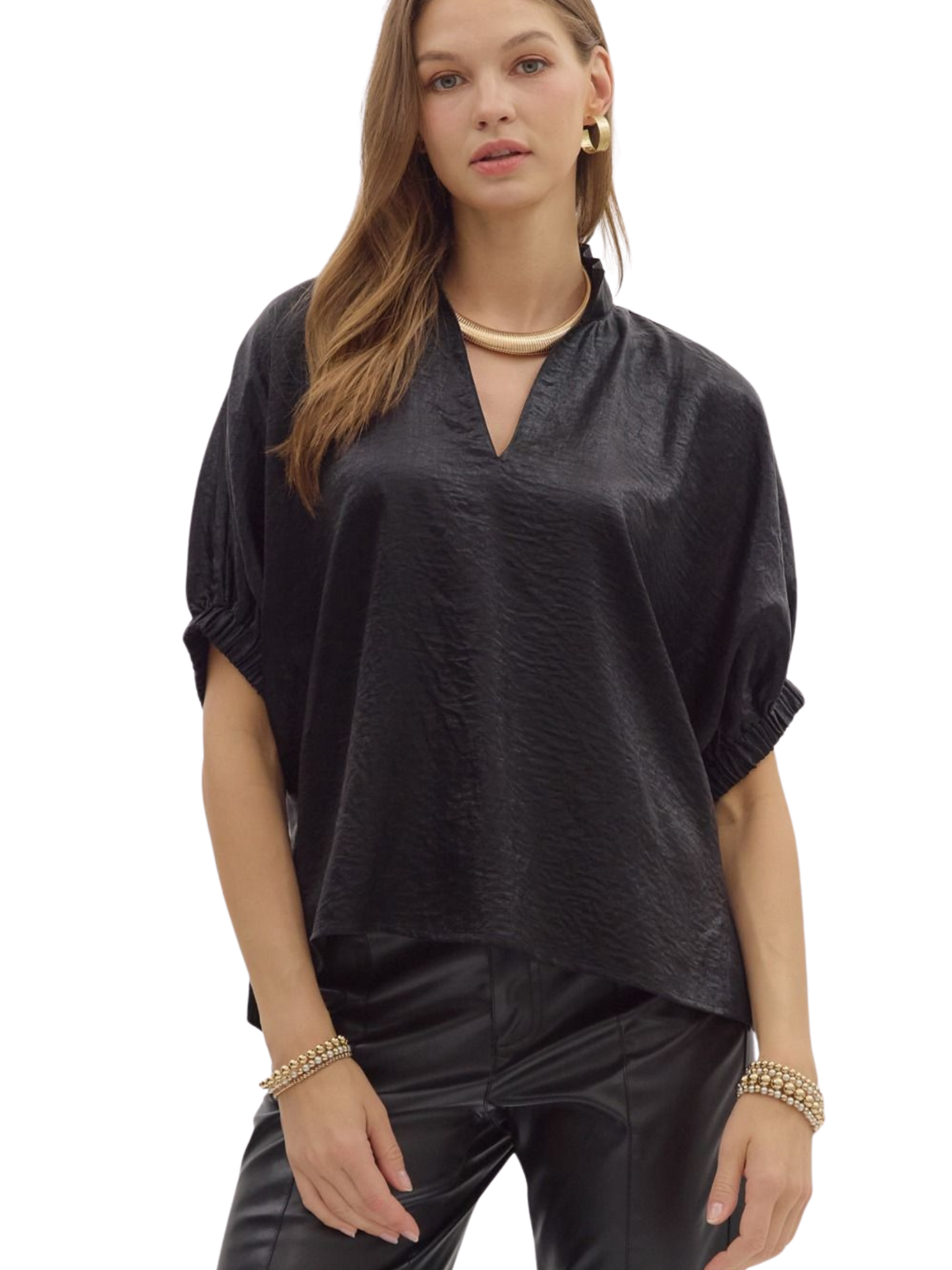 Amelia's Metallic V Neck Top