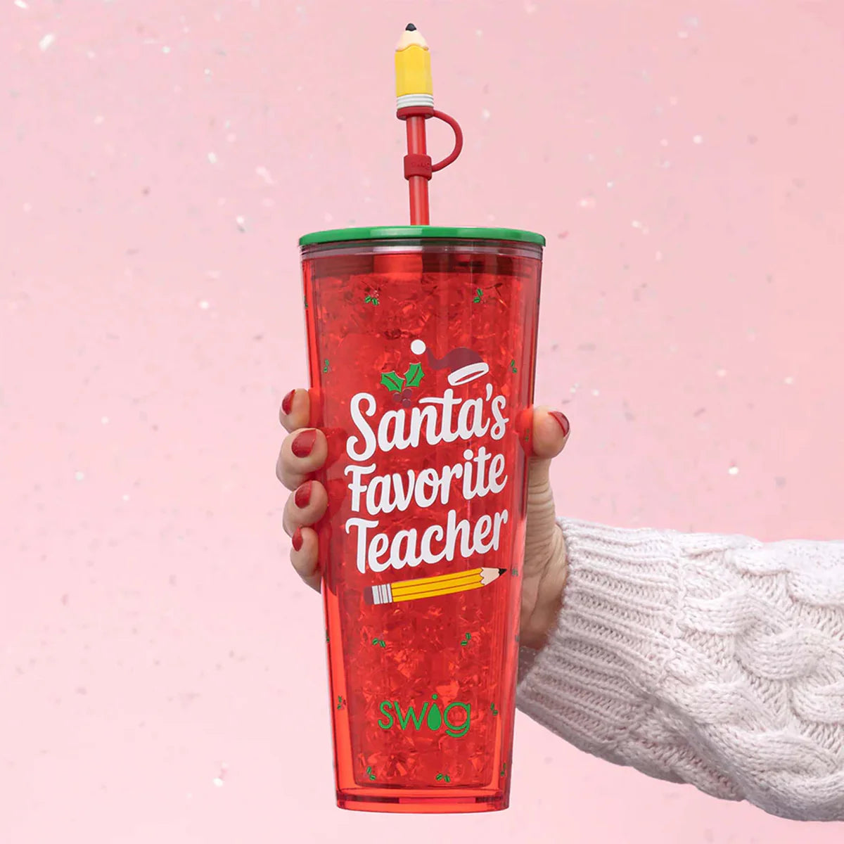 Santa's Favorite Teacher 24oz Straw Tumbler*Final Sale