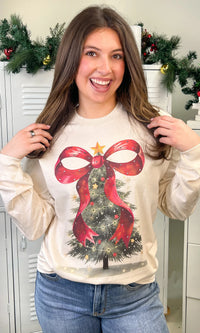 Merry & Bright Bow Sweatshirt*Final Sale