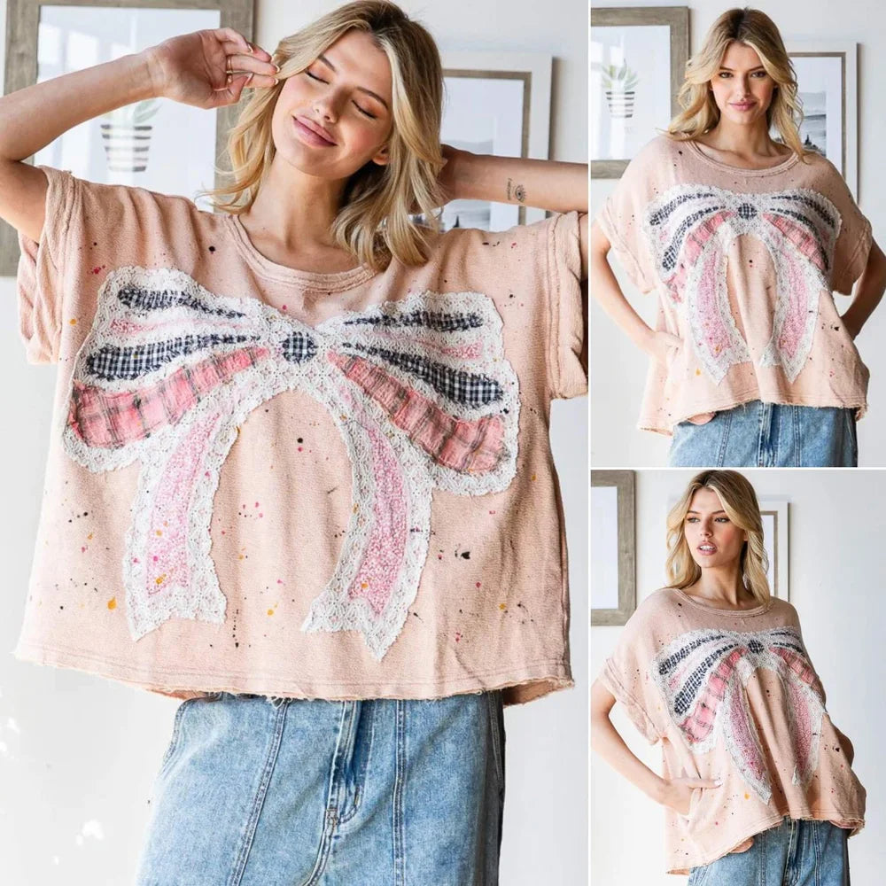 Bow Patch Work Top