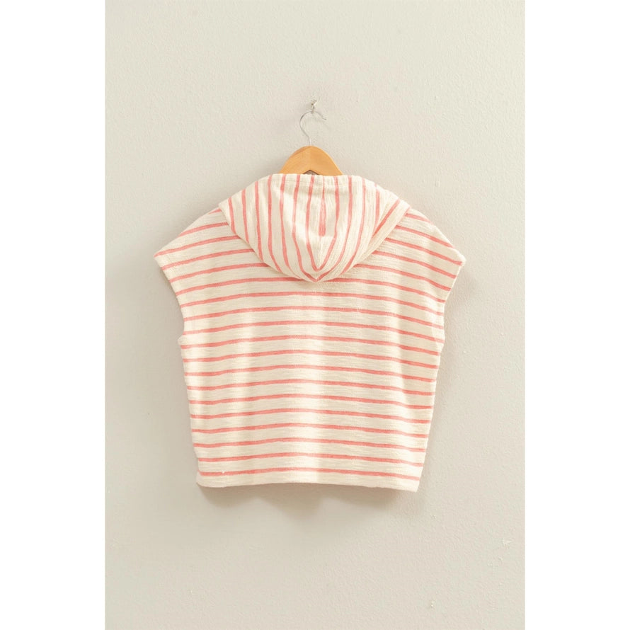 Striped Hooded Top & Drawstring Waist Shorts *Sold Separately