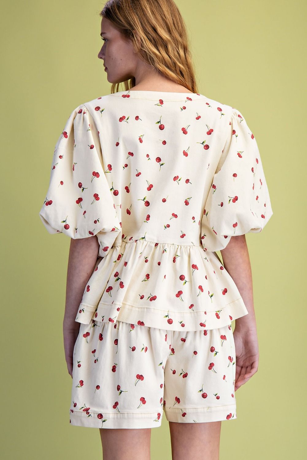 Cherry Print Washed Twill Top and Shorts *Sold Separately