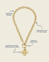 Susan Shaw Gold Cross Front Toggle Necklace