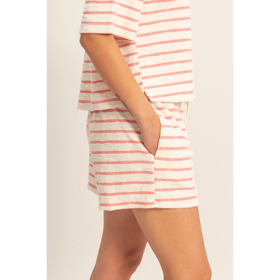 Striped Hooded Top & Drawstring Waist Shorts *Sold Separately