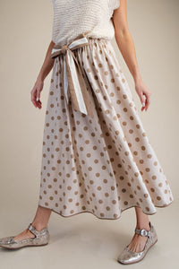 Tie-Waisted Polka Dot Maxi Skirt