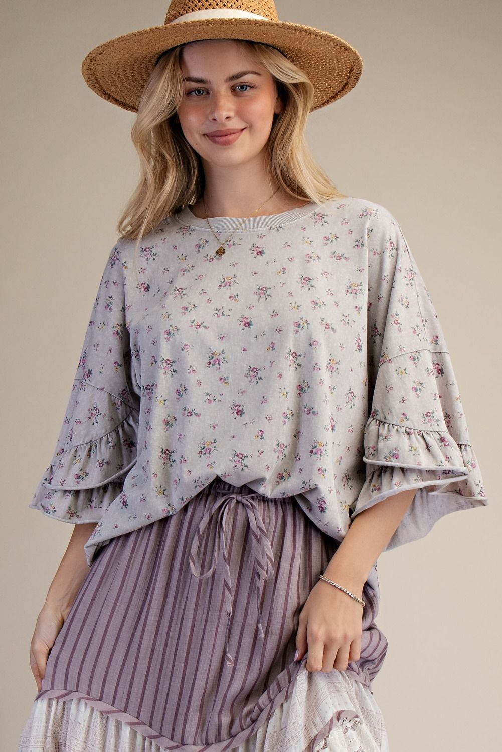 Floral Ruffle Top