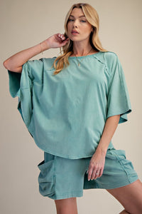 Dolman Sleeve Washed Loose Fit Top