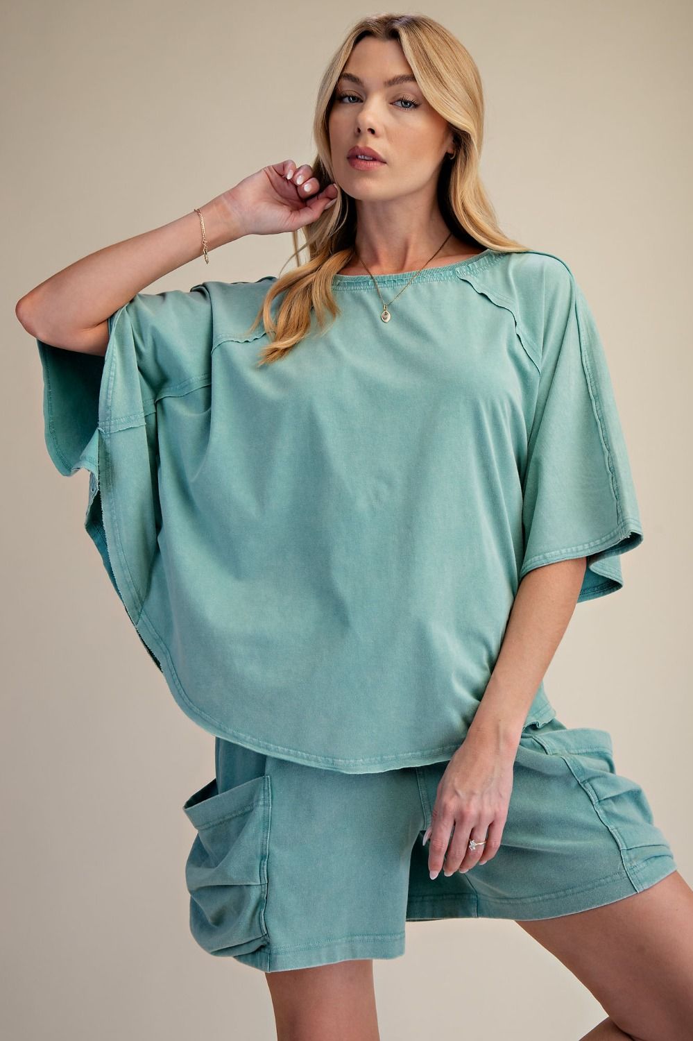 Dolman Sleeve Washed Loose Fit Top