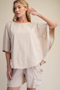 Dolman Sleeve Washed Loose Fit Top