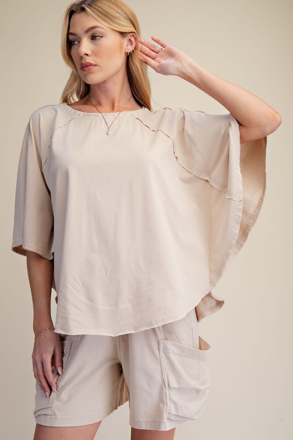 Dolman Sleeve Washed Loose Fit Top