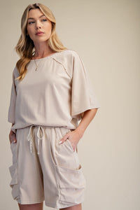 Dolman Sleeve Washed Loose Fit Top