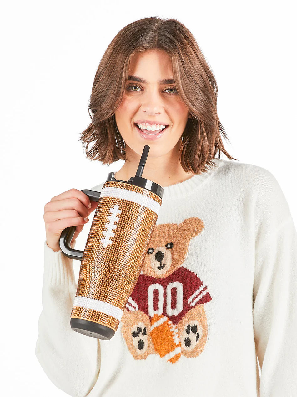 Rhinestone Football Tumbler