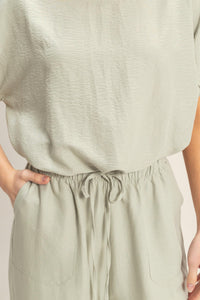 Textured Drawstring Top & Pants Set
