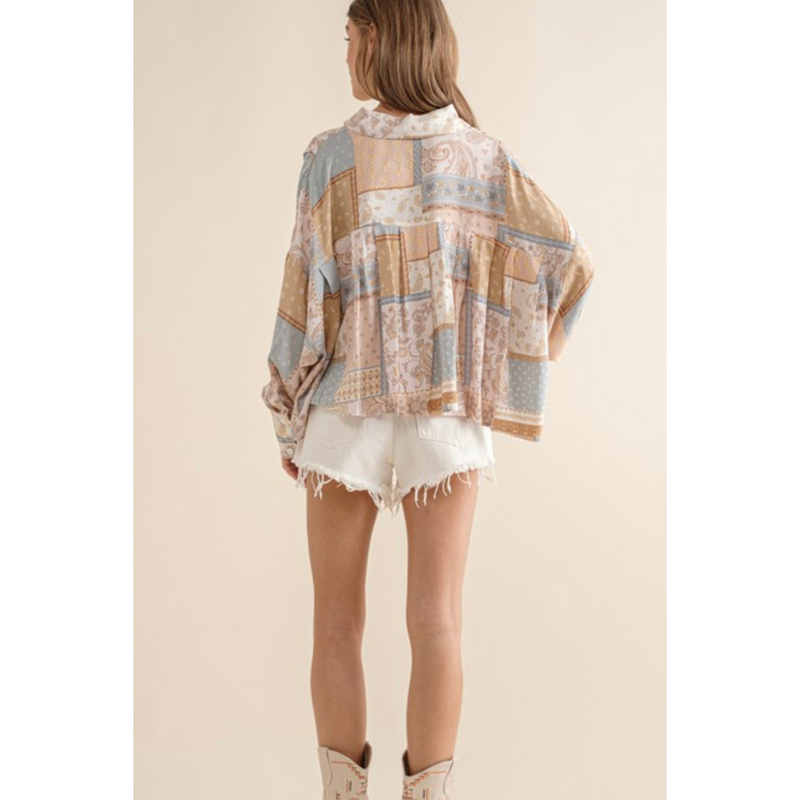 Country Girl Pleated Crop Blouse