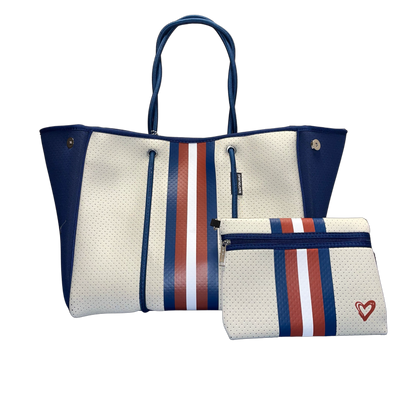 PreneLove tote bag in Simcoe. Red, white, and blue